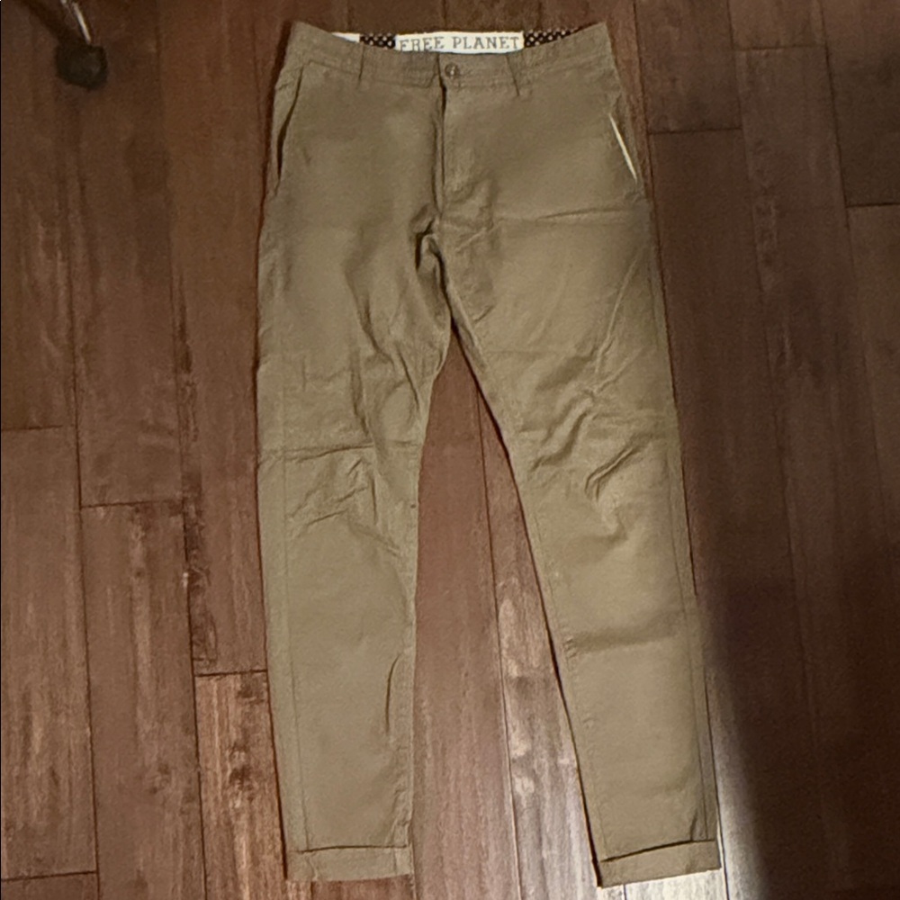 Free Planet Men's Olive Chinos